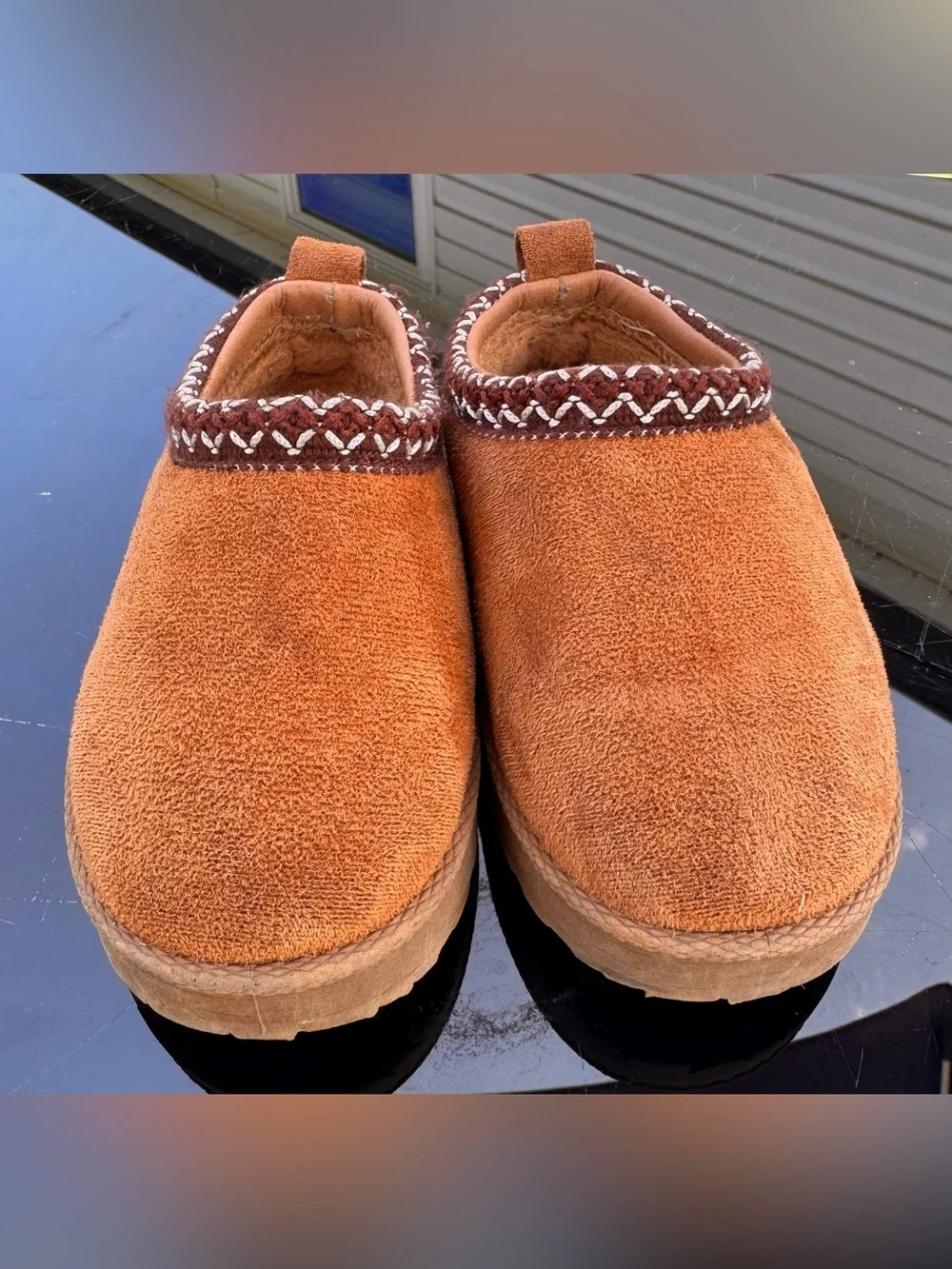Girl’s Cozy Slip-On Suede Clogs in Chestnut Brown Size 9